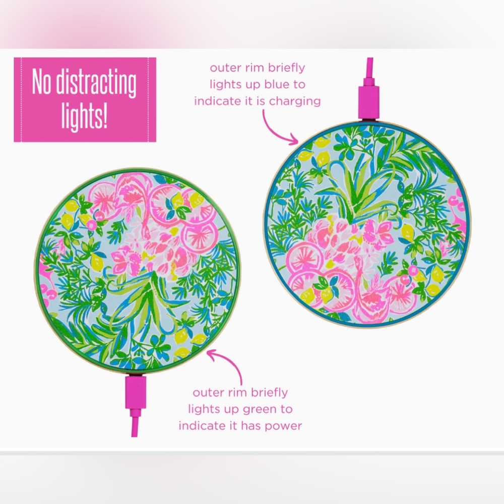Lilly Pulitzer Wireless Charging Pad, Fruity Flamingo - Picture 3 of 6